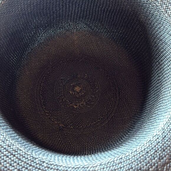 Vintage Black Fine Weave Wide Brim Straw Hat Sunflower Women’s Size Medium - Picture 12 of 13